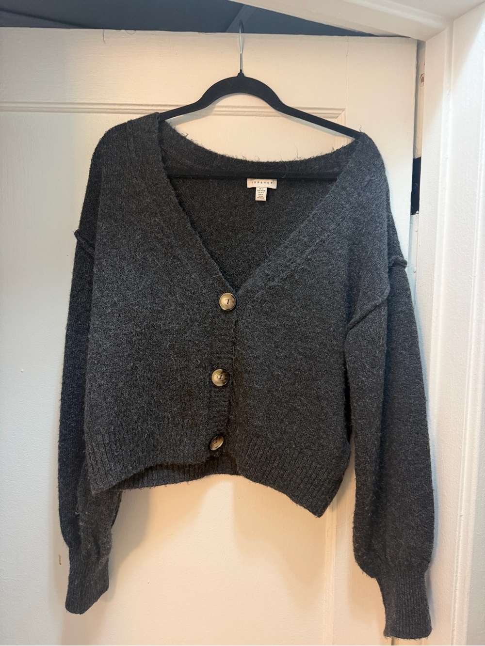 Topshop Charcoal Grey Cropped Sweater